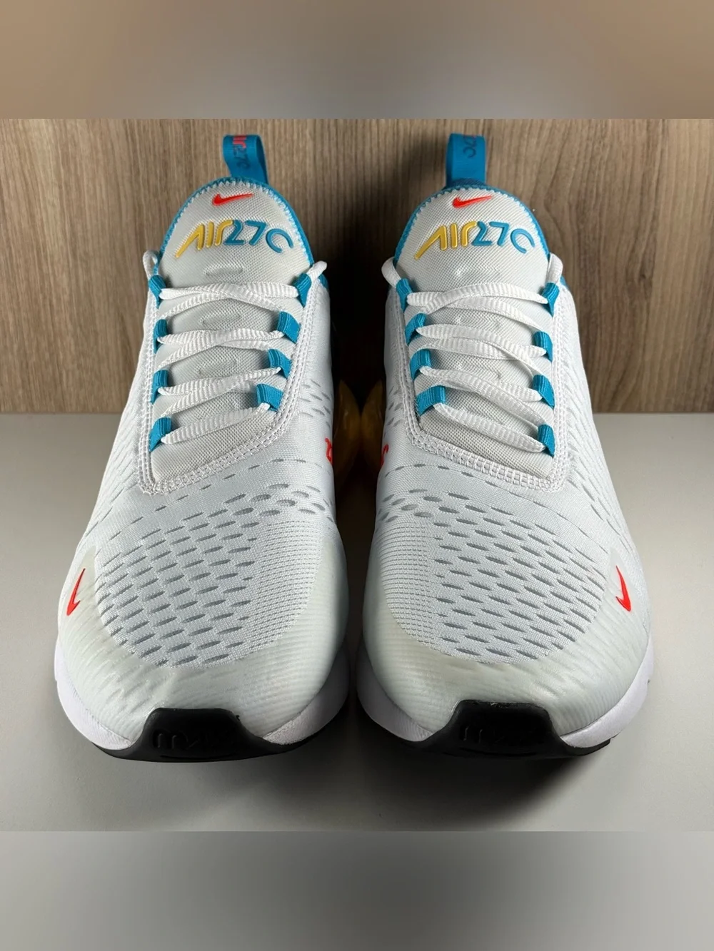 Nike Air Max 270 White Industrial Blue Citron Shoes FJ4000-100 Men’s Size 11.5